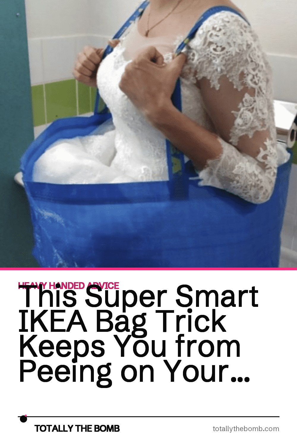 ikea blue bag wedding dress hack This Super Smart IKEA Bag Trick Keeps You from Peeing on Your Wedding Dress