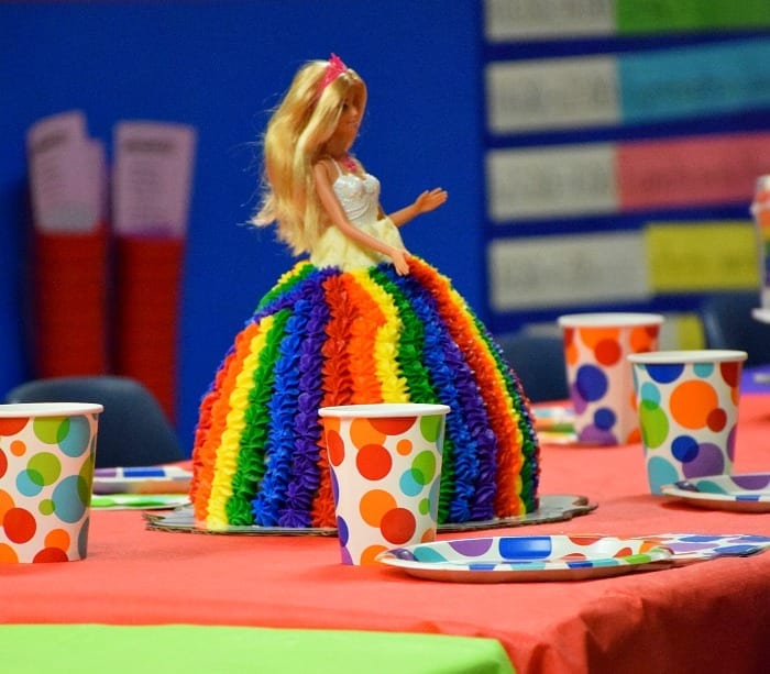Rainbow Barbie Cake Table
