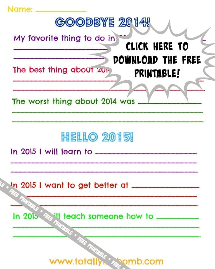 Free new year printable