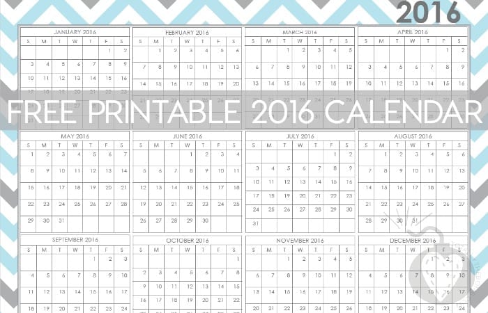 free printable 2016 calendar