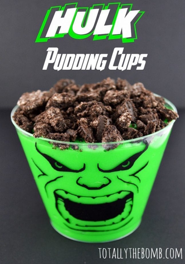 how to make epic hulk pudding cups for a kid's party