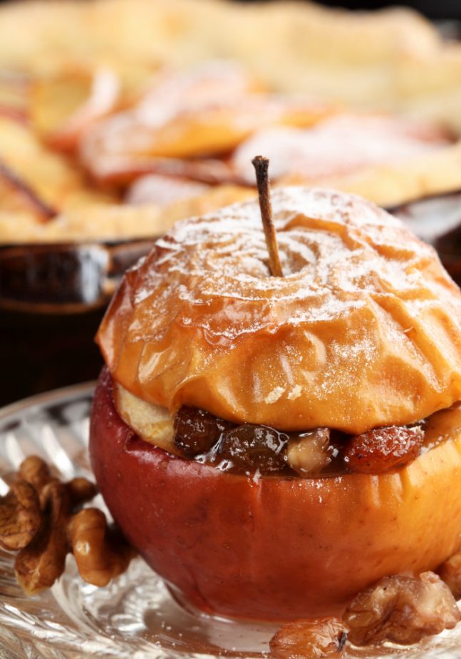 baked apple with walnuts