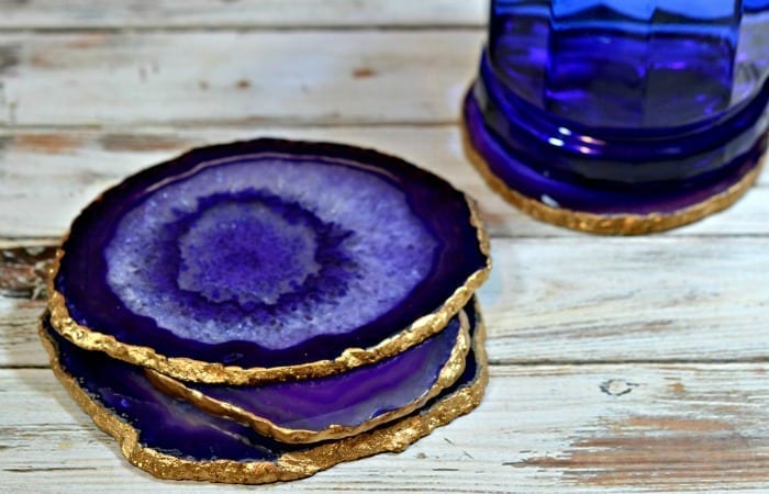 Anthropologie Knock Off DIY Gilded Agate Coasters