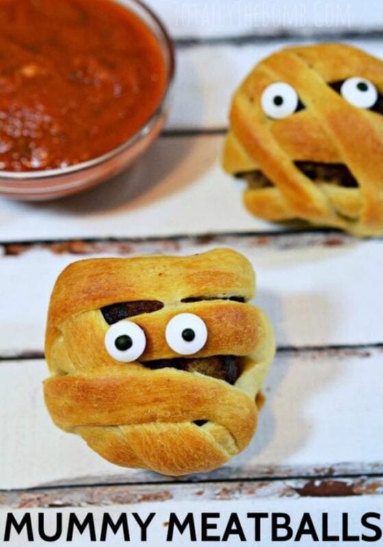 These Mummy Meatballs are the perfectly fun way to add spooky entertainment to your Halloween feast! Click Now!