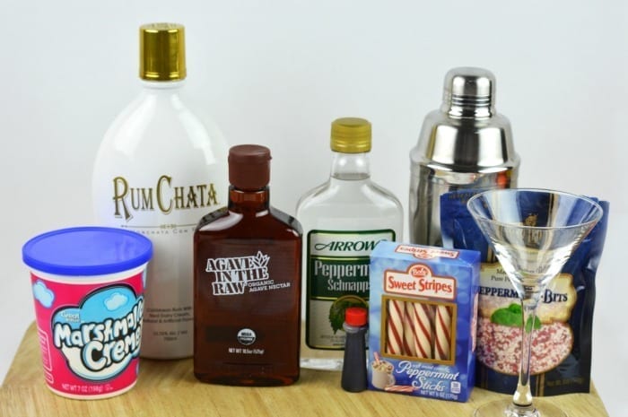 white chocolate peppermint cocktail supplies