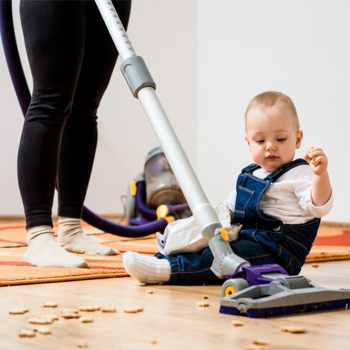 cleaning mom and baby