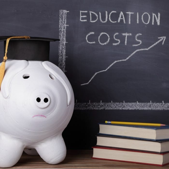 sad pig because education costs so darn much