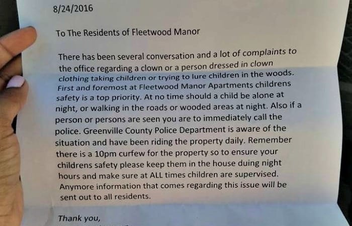There Is A Real-Life Creepy Clown Trying To Lure Kids Into The Woods In South Carolina