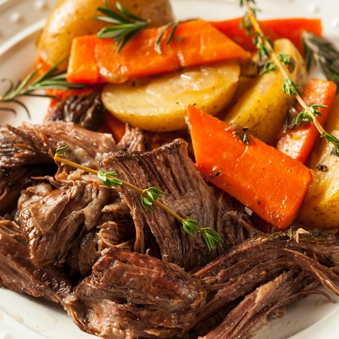 Tender vegetables and juicy pot roast make this Instant pot meal a satisfying, hearty dinner