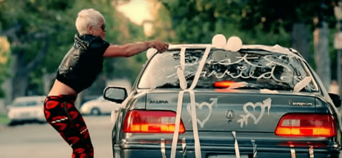 pink slashing husband's tires