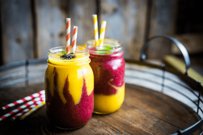 Have you ever been hyper-aware that you needed a pick-me-up in a bad way? Dude, this Pick-Me-Up Guaranteed Mango-Berry Smoothie is the solution for that problem. #smoothie #fruit #drink #breakfast