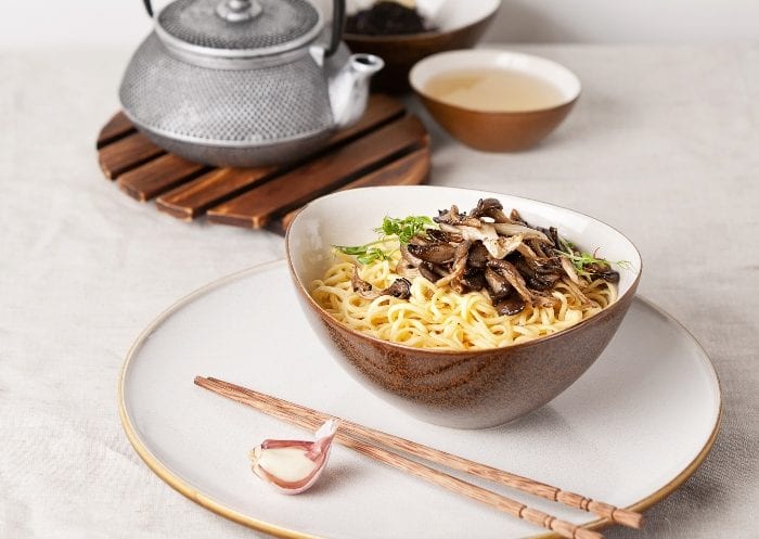 This Oyster Mushroom Ramen Soup is ready in less than ten minutes, including boiling the water!
