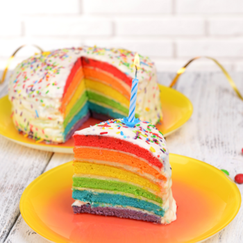 It's been, oh, about 3 days since I made something unicorn- or rainbow- themed. Get Your Squee Ready, It's Rainbow Unicorn Cake. #rainbow #unicorn #cake #rainbowcake #vegan