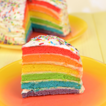It's been, oh, about 3 days since I made something unicorn- or rainbow- themed. Get Your Squee Ready, It's Rainbow Unicorn Cake. #rainbow #unicorn #cake #rainbowcake #vegan
