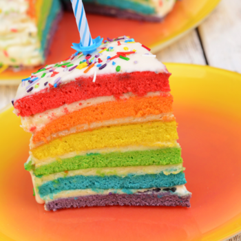 It's been, oh, about 3 days since I made something unicorn- or rainbow- themed. Get Your Squee Ready, It's Rainbow Unicorn Cake. #rainbow #unicorn #cake #rainbowcake #vegan