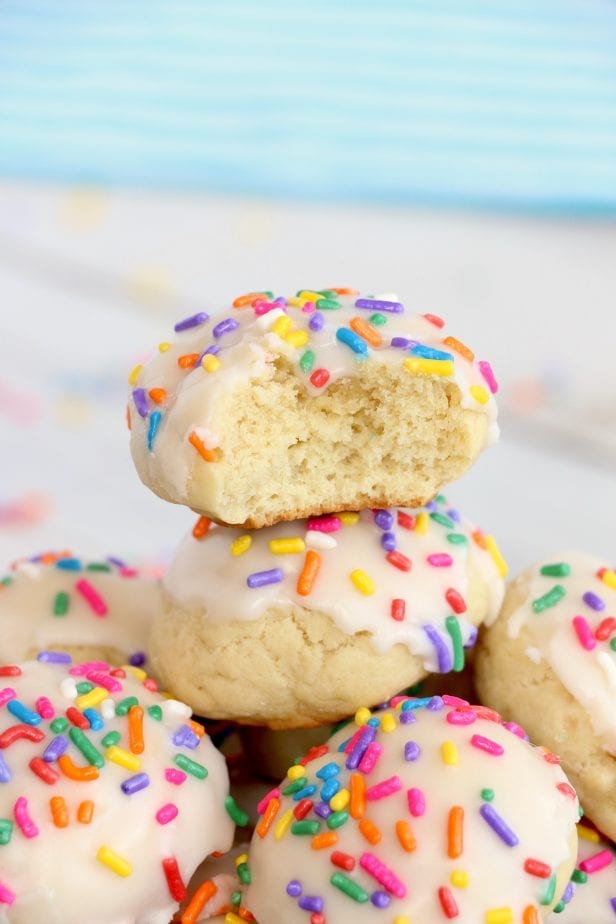 So soft and chewy, these Confetti Cookies are so ridiculously good, my mouth is watering for another taste. #confetticookies #cookies #cookierecipes #springcookies