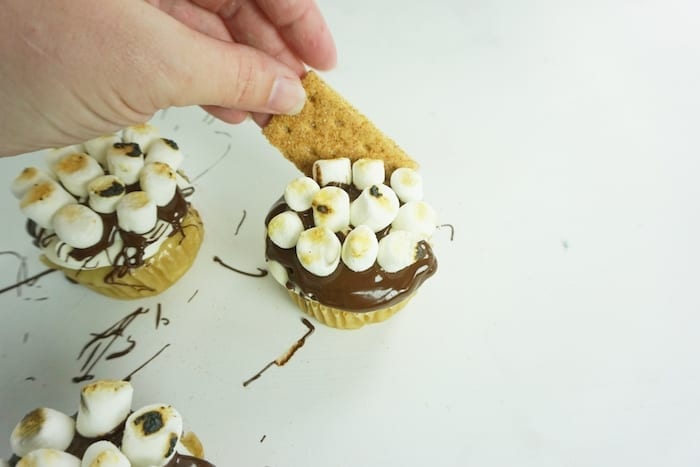 I love s'mores so much, but I hate mosquitos, so I say, Screw the Campfire, I'm Making S'mores Cupcakes! #smores #smorescupcakes #s'mores