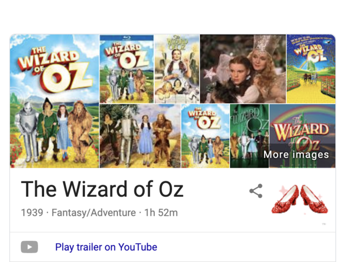 If You Go Google and Type The Wizard Oz, A Tornado Will Transport You Back In Time