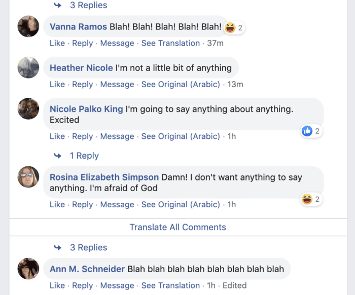 Facebook translates users comments into weird messages
