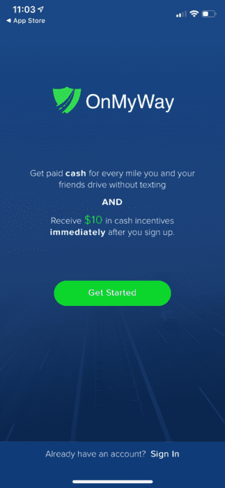 On My Way is a driving safty app that pays you cash for not touching your phone while driving