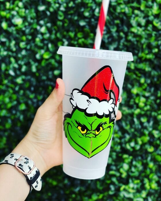 Starbucks fans made this awesome reusable Grinch Starbucks cup and it's for sale on her site