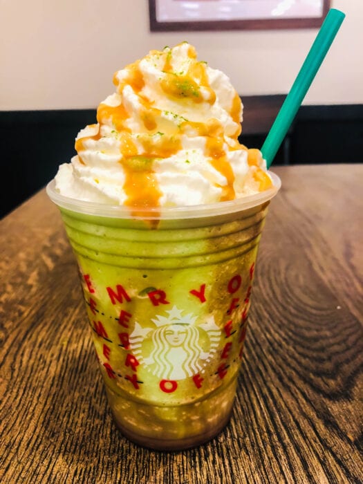the Mandalorian Frappuccino mixes matcha and mocha for a sweet flavor
