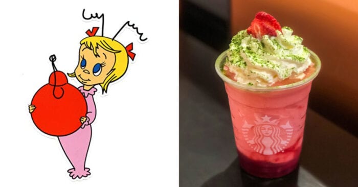 we created this Cindy Lou Who Drink fron Starbucks to celebrate the new Grinch movie