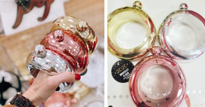 rose gold, silver, and gold flask bracelets from Target