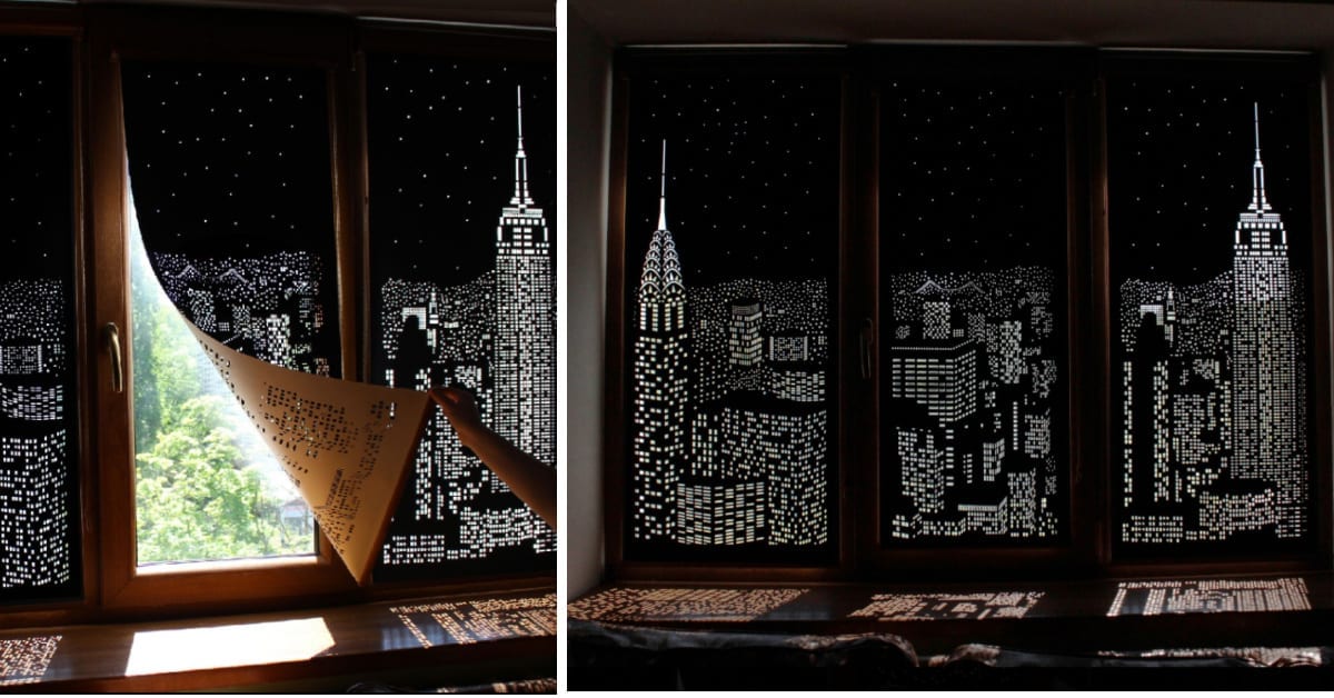 These Blackout Curtains Have Tiny Holes That Allow City Skylines To Show Up On Your Windows