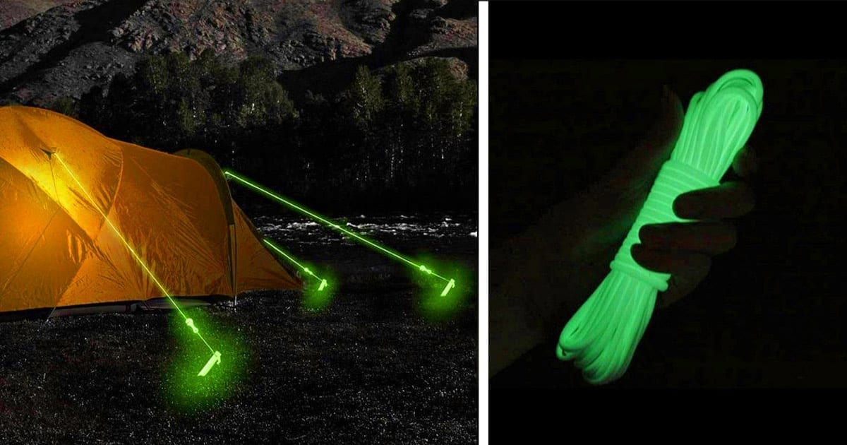 These Glow In The Dark Tent Ropes Charge During The Day to Prevent Tripping At Night