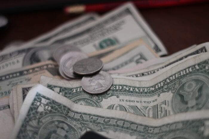 dollars and coins