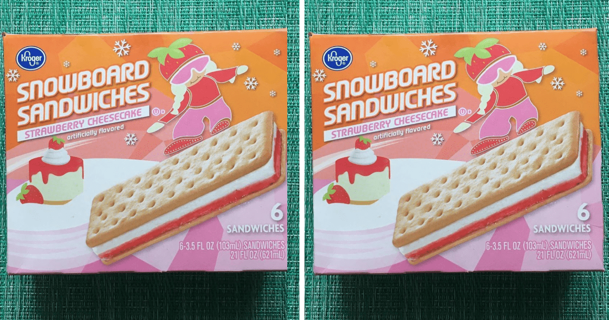 Kroger Launched Strawberry Cheesecake Ice Cream Sandwiches Complete With Two Layers Of Filling