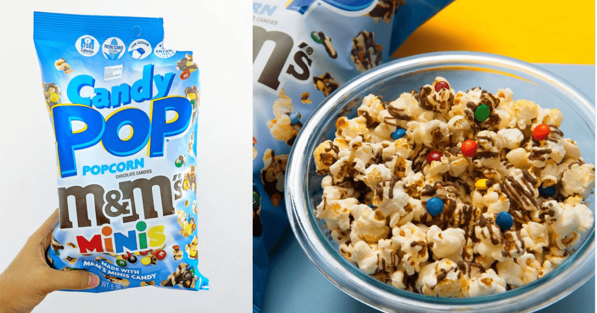 This New Popcorn Is Coated In Chocolate Drizzle and Mini M&M’s And I Need Some In My Life