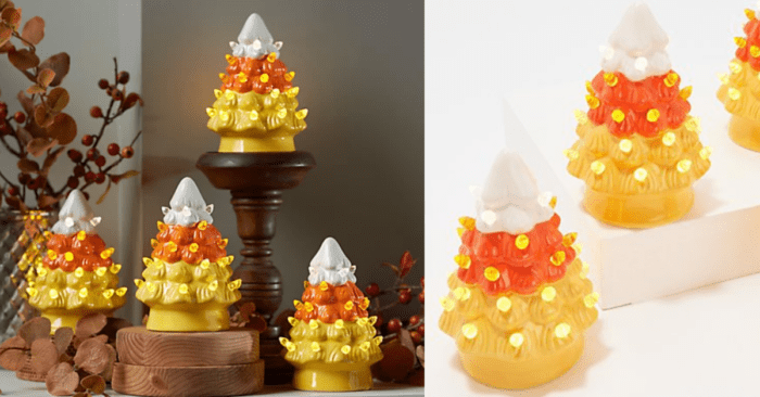You Can Get A Set Of Mini Candy Corn Trees That Light Up Just In Time ...