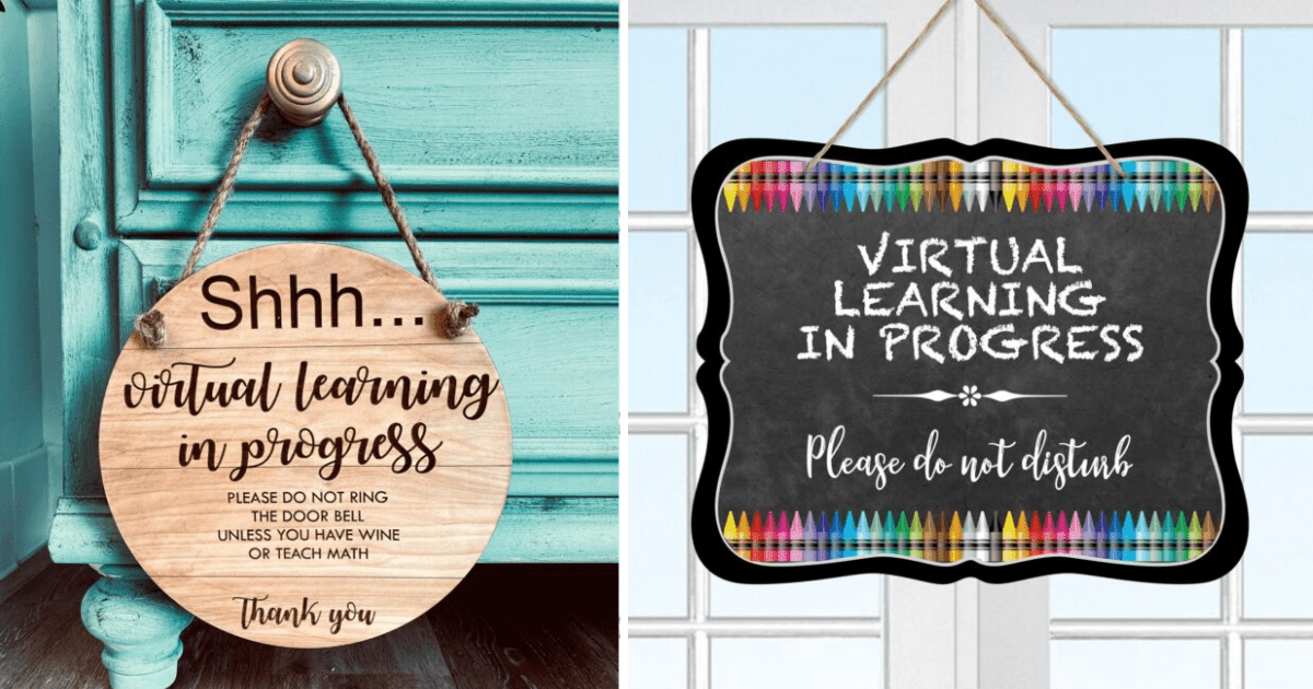 These Signs Are A Fun Way To Remind Guests Not To Ring Your Doorbell While Your Kids Are Learning