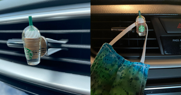 You Can Get A Miniature Starbucks Cup For Your Car That Holds Your Face Mask
