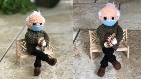 The Woman That Went Viral For Her Bernie Sanders Crochet Doll Is Now Auctioning It For Charity