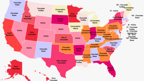 This Map Shows The Most Popular Valentine’s Day Candy And To My Surprise, One State Voted For Candy Necklaces