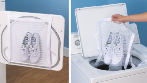 This Mesh Bag Helps You Wash And Dry Your Tennis Shoes Without Crazy Loud Clanking