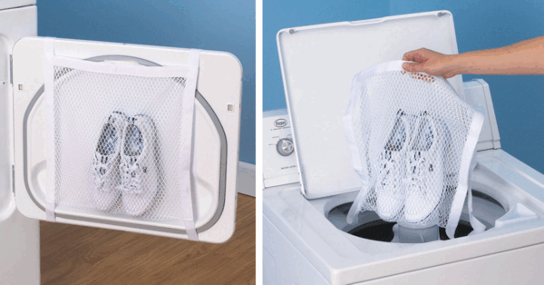 This Mesh Bag Helps You Wash And Dry Your Tennis Shoes Without Crazy Loud Clanking