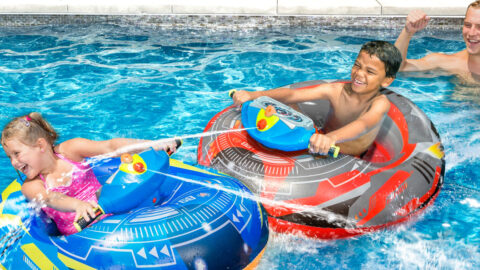 You Can Get A Motorized Pool Tube So Your Kids Can Play Bumper Cars In The Water