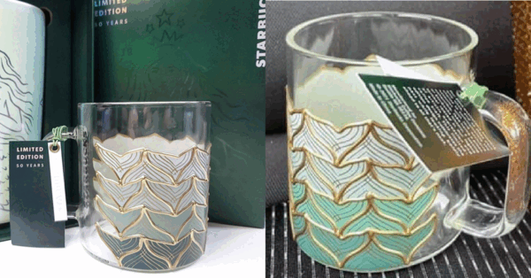 Starbucks Released A New Glass Mug Covered In Mermaid Tails and It’s A Total Vibe