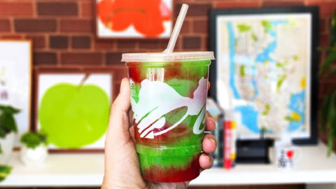 Taco Bell Has A New Green Apple Freeze With A Cherry-Apple Swirl