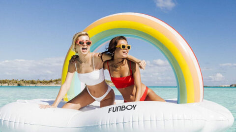 You Can Float On A Giant Inflatable Rainbow Cloud Daybed This Summer