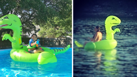 Giant Green T-Rex Pool Float Is Summer Goals