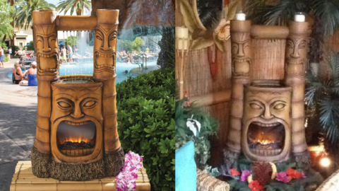 This Tiki Fire and Water Fountain Is Perfect For a Backyard Oasis