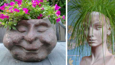 People Are Using Face Sculptures As Planters And I Can’t Decide If It’s Amazing Or Creepy