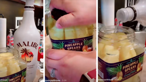 People Are Making ‘Adult Pineapples’ With  Pineapple Spears And Malibu Rum For A Tropical Treat