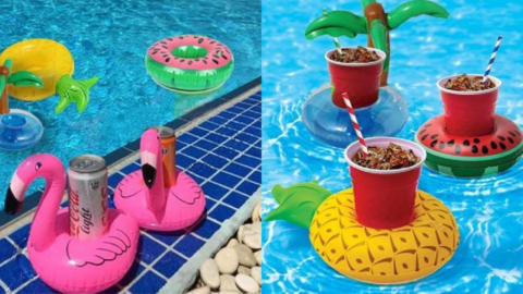 You Can Get Floating Coasters To Hold Your Drink So You Can Sip In The Pool Without Spilling Your Beverage