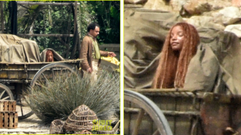 Check Out Halle Bailey In Ariel’s Iconic Burlap Outfit In These ‘Little Mermaid’ Set Photos